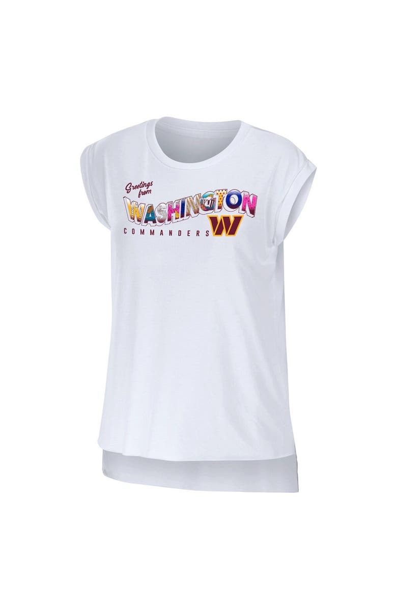 WEAR by Erin Andrews Women's WEAR by Erin Andrews White Washington Commanders Greetings From Muscle T-Shirt, Alternate, color, White
