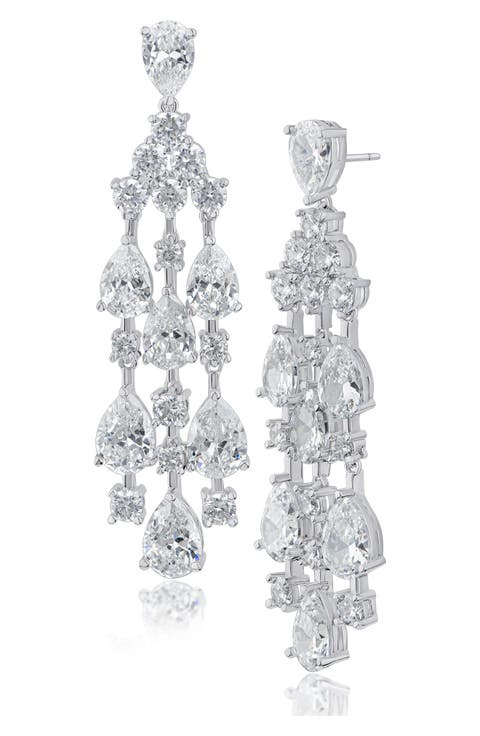 Cubic Zirconia Chandelier Drop Earrings