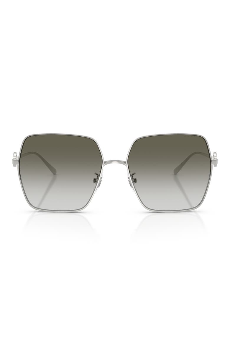 58mm Gradient Square Sunglasses, Main, color, SILVER / GREY GREEN GRADIENT