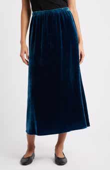 Eileen Fisher Velvet Midi A-Line Skirt
