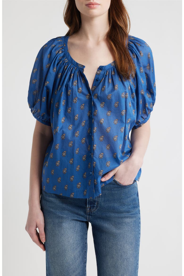 June Gingham Organic Cotton Top, Main, color, EARTHA PAISLEY