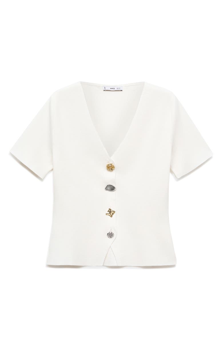 MANGO Dali Short Sleeve Cardigan, Main, color, White