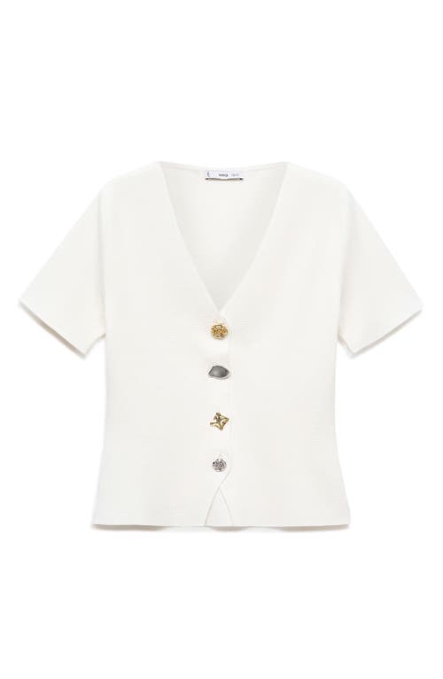 Mango Dali Short Sleeve Cardigan In White