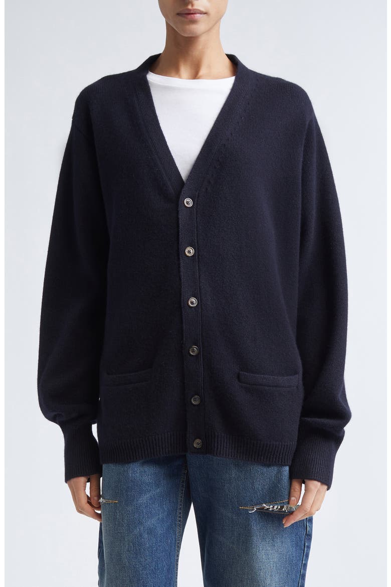 Cashmere V-Neck Cardigan, Main, color, DARK BLUE