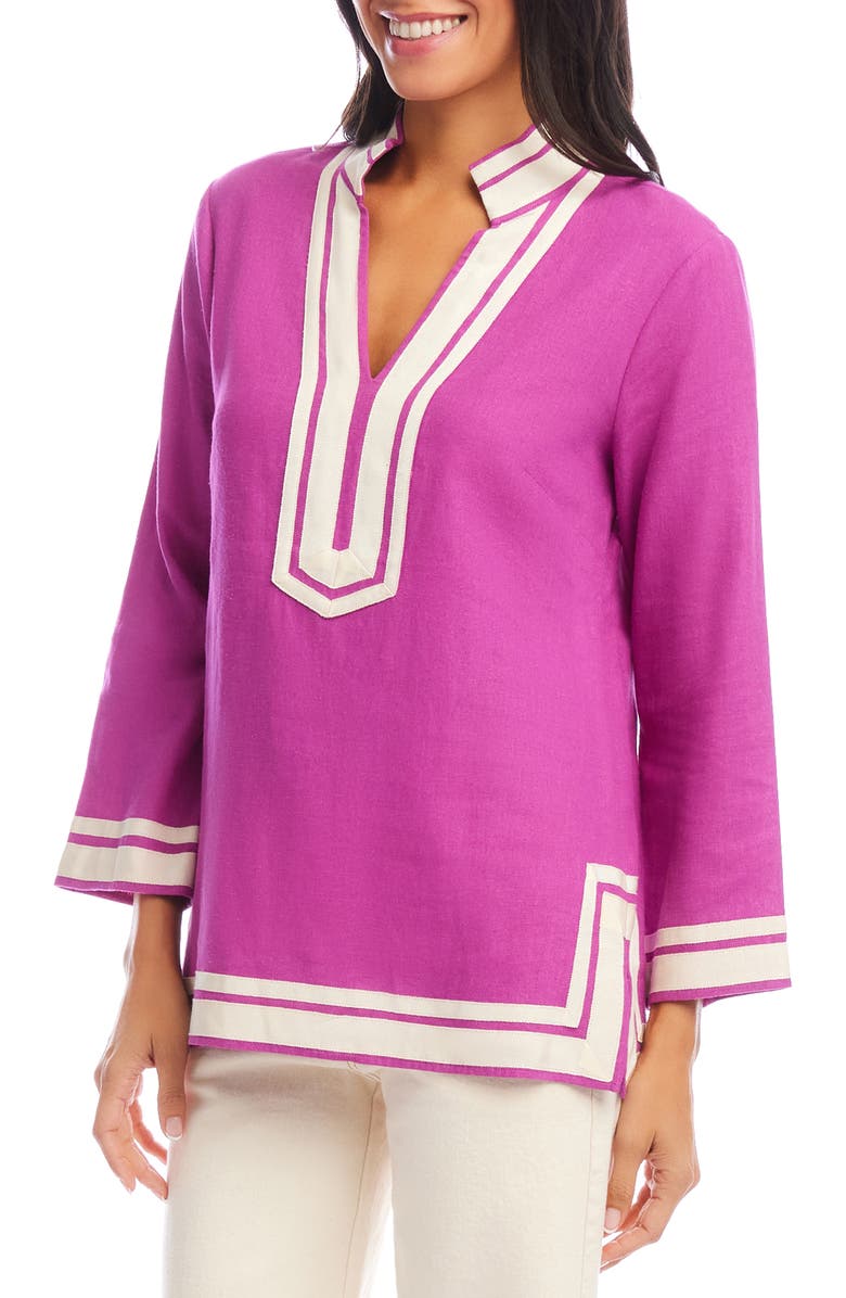 Karen Kane The St. Tropez Linen Blend Tunic, Alternate, color, Orchid