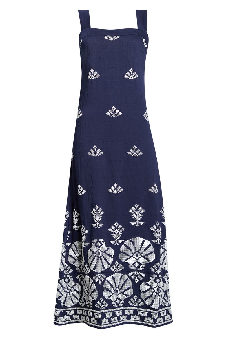 Geometric Print Midi Sundress, Alternate, color, MOOD INDIGO