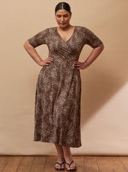 Live Unlimited Leopard Print Wrap Dress