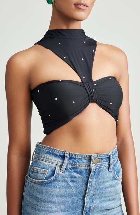 Genna Sequin Cutout Crop Top