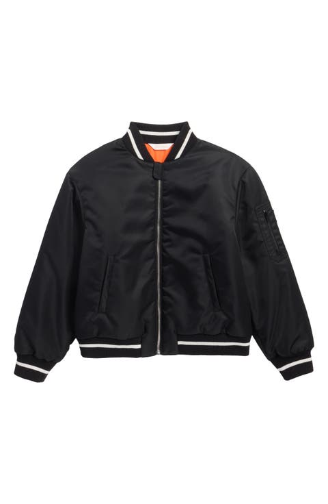 Kids' Curved Logo Oversize Bomber Jacket