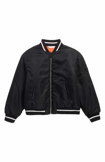 Kids' Curved Logo Oversize Bomber Jacket