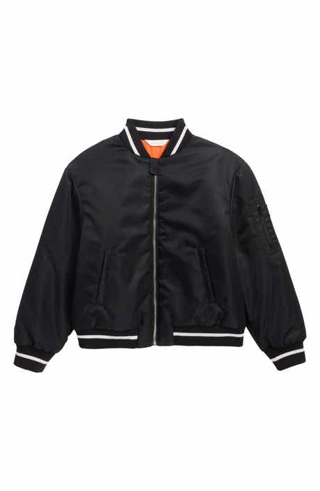 Kids' Curved Logo Oversize Bomber Jacket