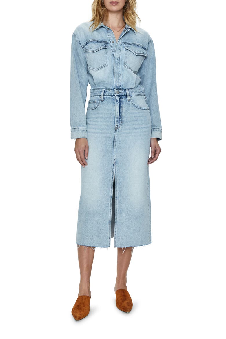 Amira Long Sleeve Denim Midi Dress, Main, color, RIVIERA