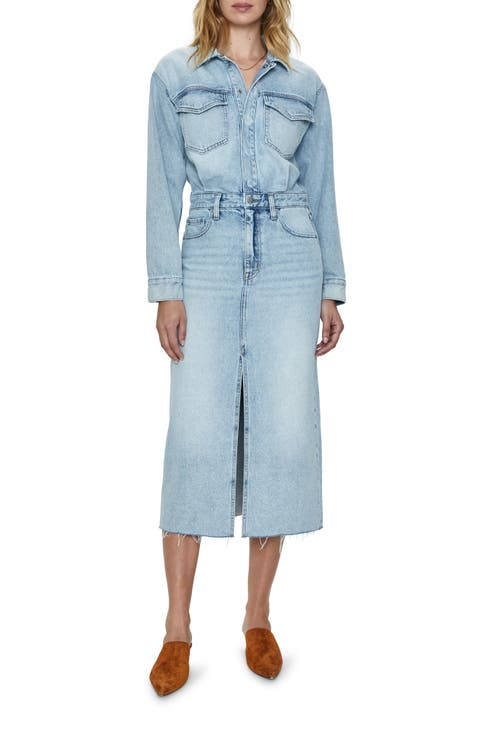 Amira Long Sleeve Denim Midi Dress (Marcel)