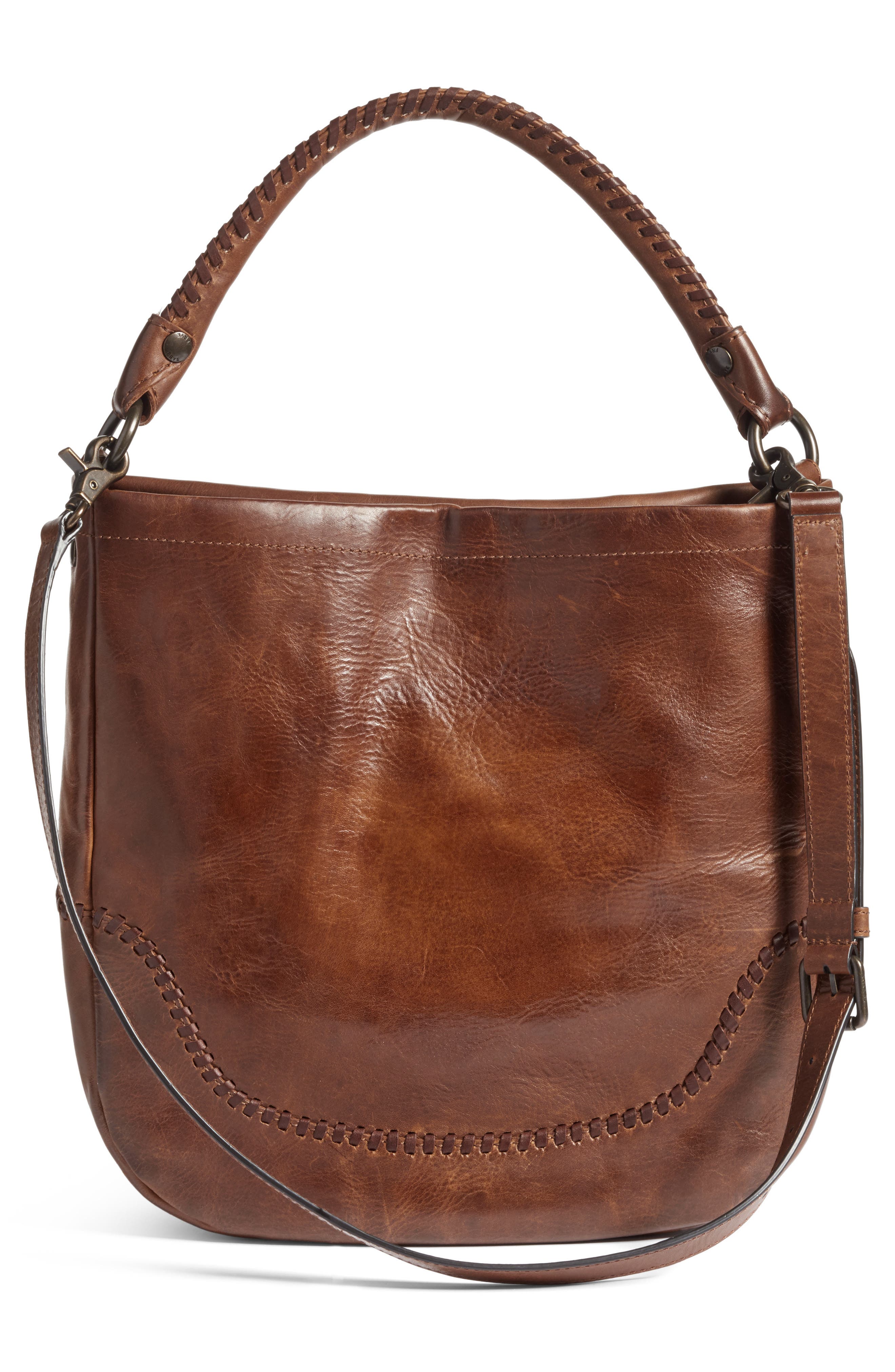 Frye Melissa Whipstitch Leather Hobo, Alternate, color, Cognac
