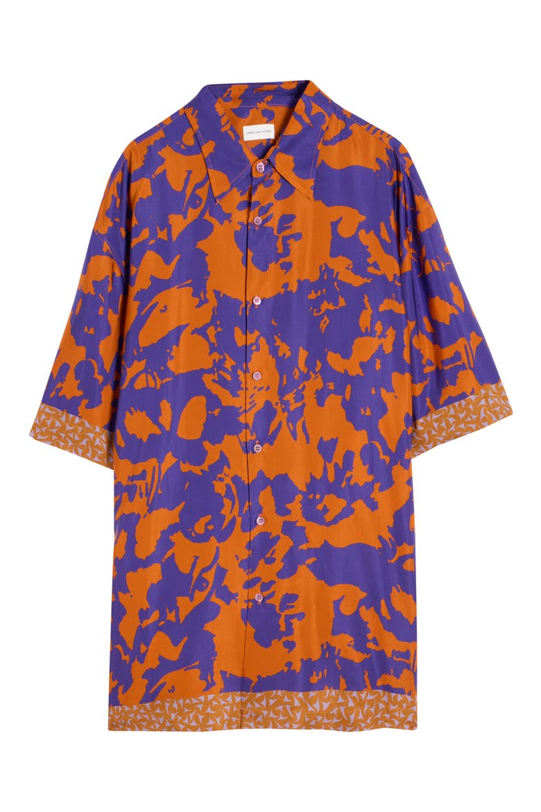 Cassidy Short Sleeve Button-Up Shirt, Alternate, color, ORANGE