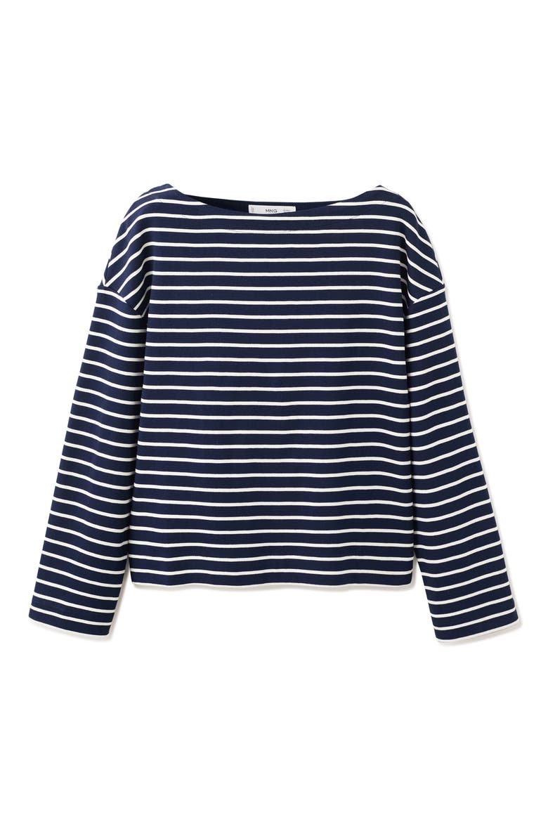 Stripe Boatneck Sweatshirt, Alternate, color, NAVY