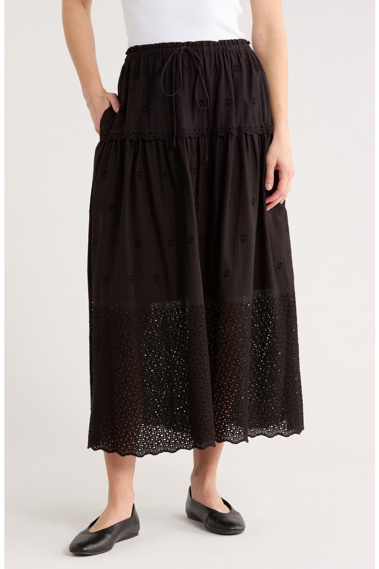 Ruffle Embroidered Eyelet Cotton Blend Skirt (Women) | Nordstromrack