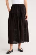 ELIE ELIE TAHARI Ruffle Embroidered Eyelet Cotton Blend Skirt