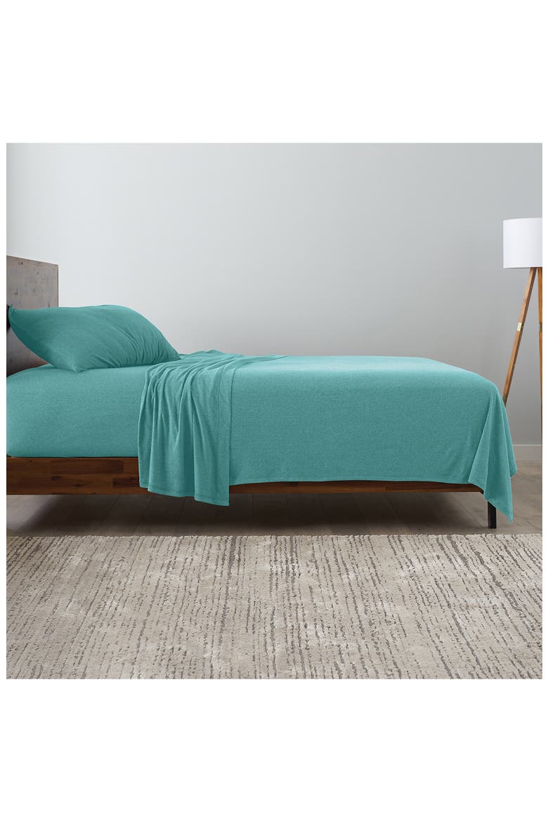 Blue Heather Jersey Knit 3-Piece Twin Sheet Set, Alternate, color, GREEN