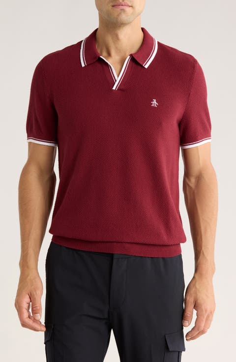 Textured Johnny Collar Cotton Polo