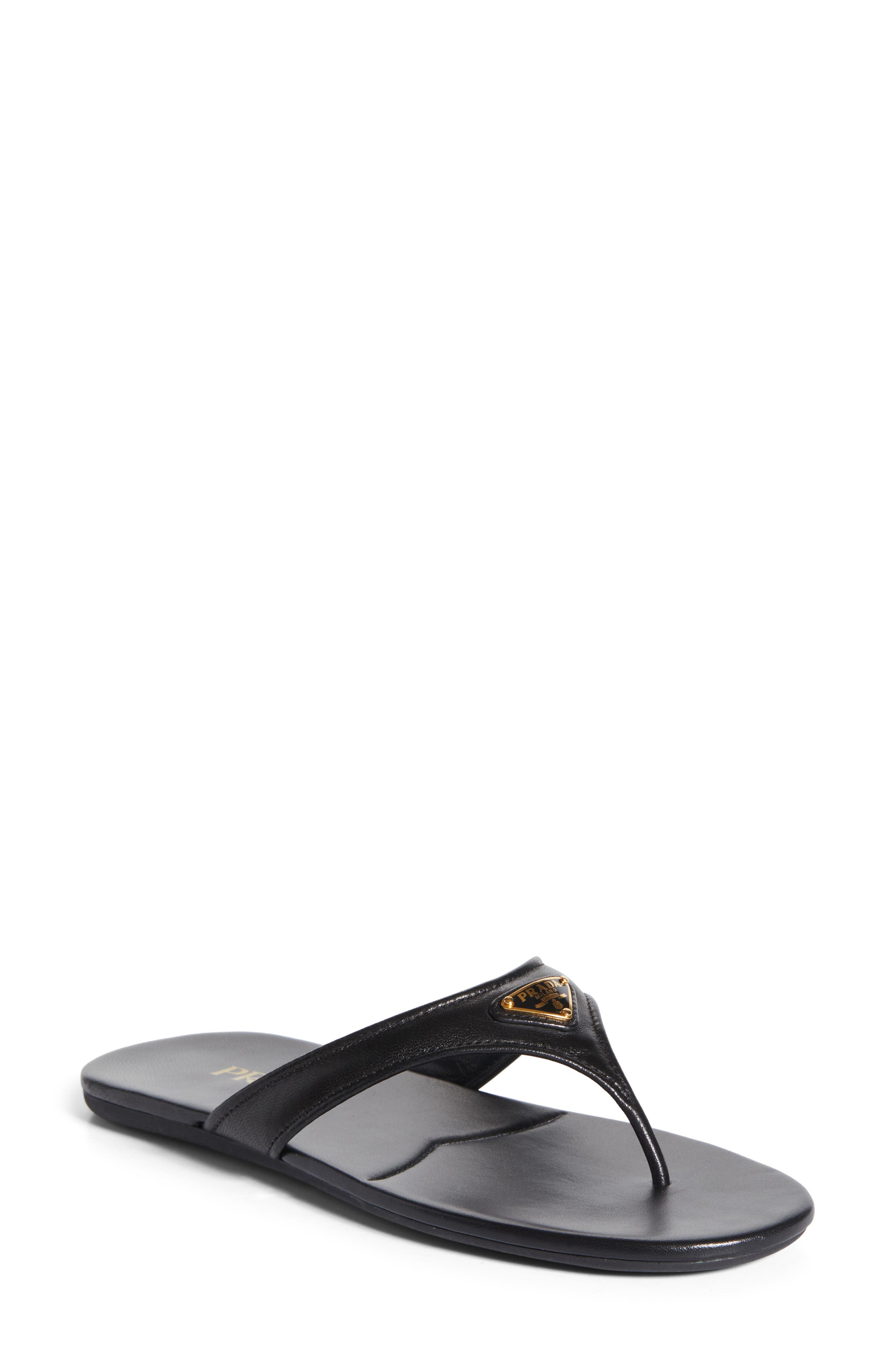 Prada Logo Flip Flop, Main, color, Black