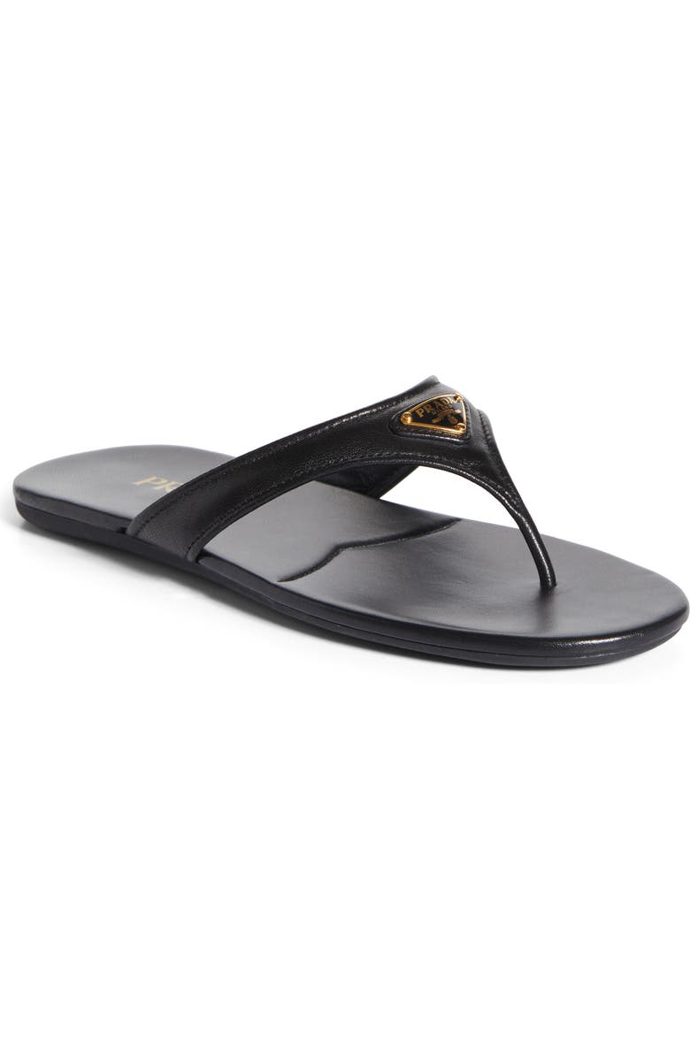 Prada Logo Flip Flop, Main, color, Black