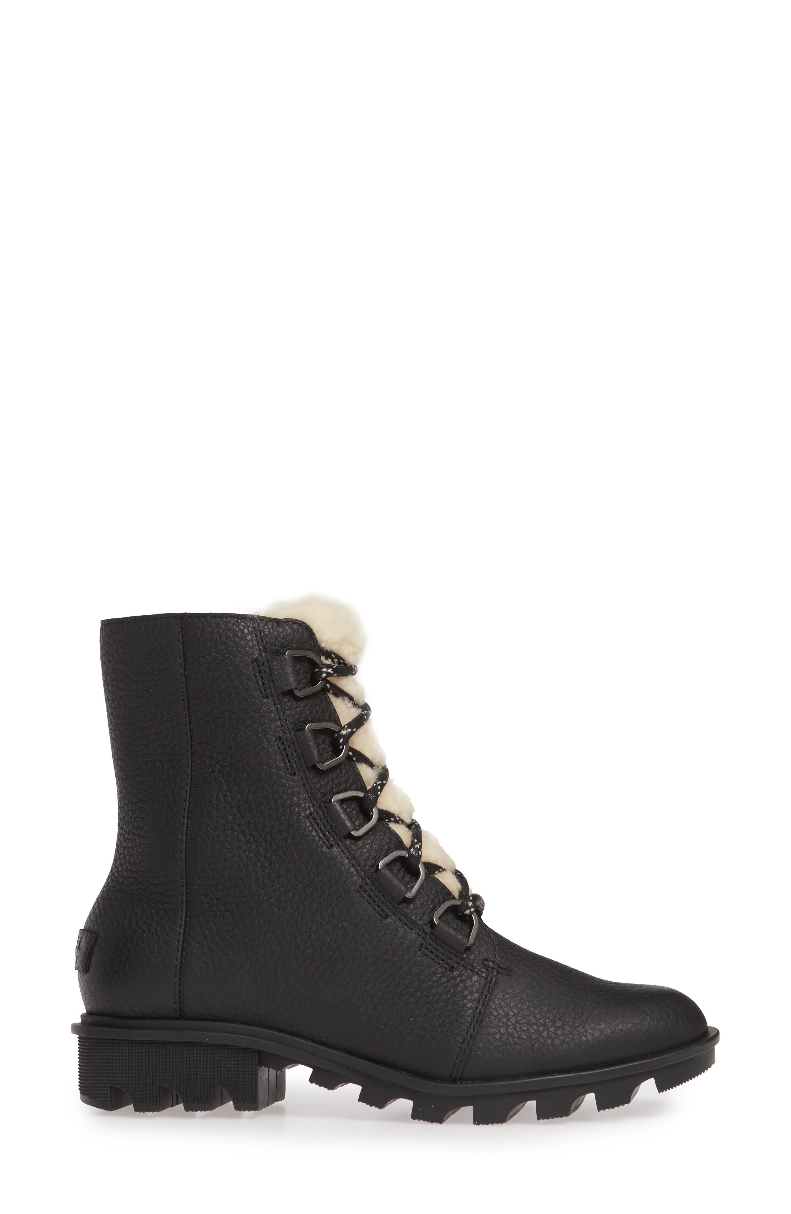 Phoenix Genuine Shearling Waterproof Bootie, Alternate, color, BLACK LEATHER