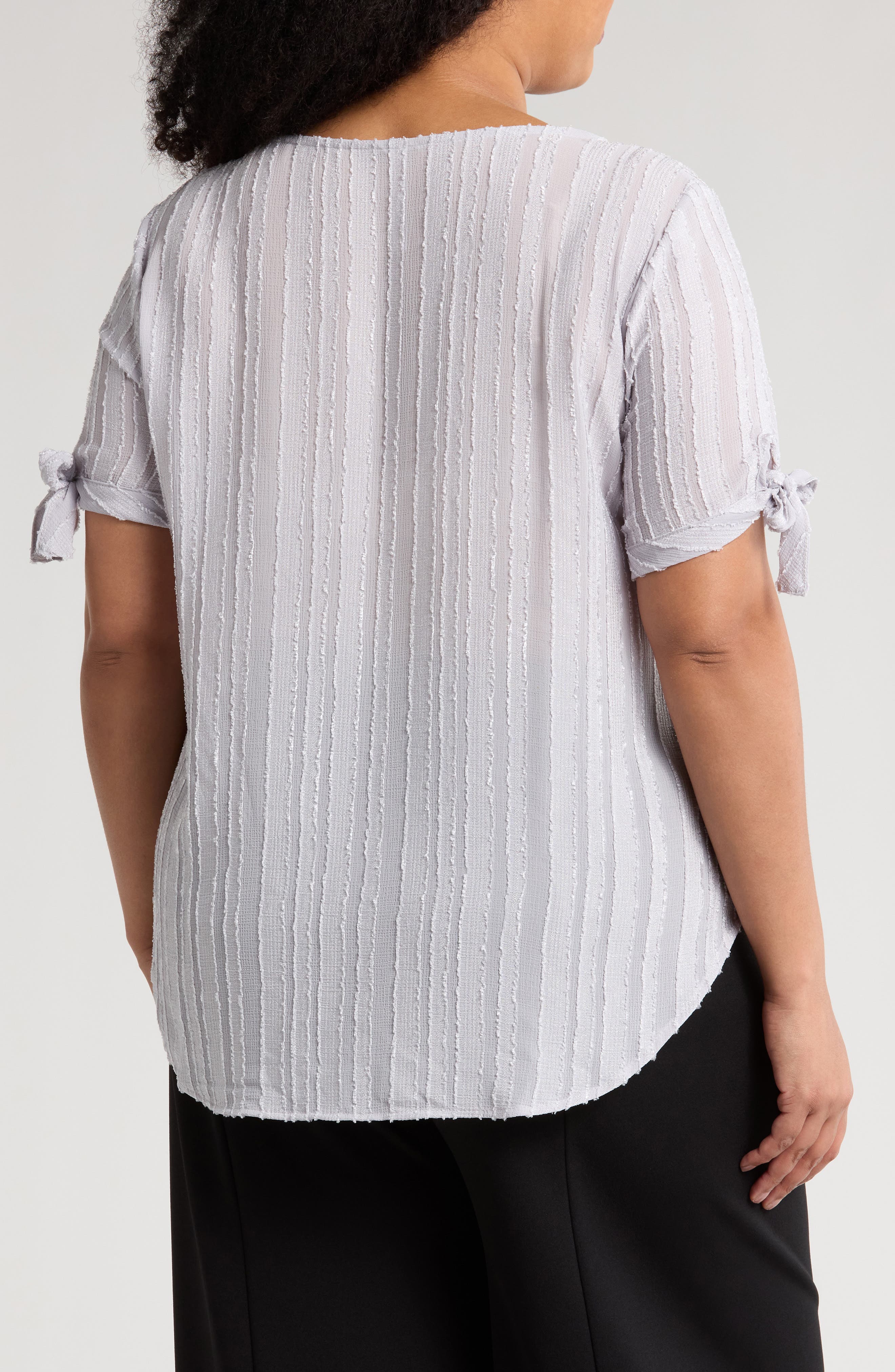 Stripe Short Sleeve Semisheer Top - image 4