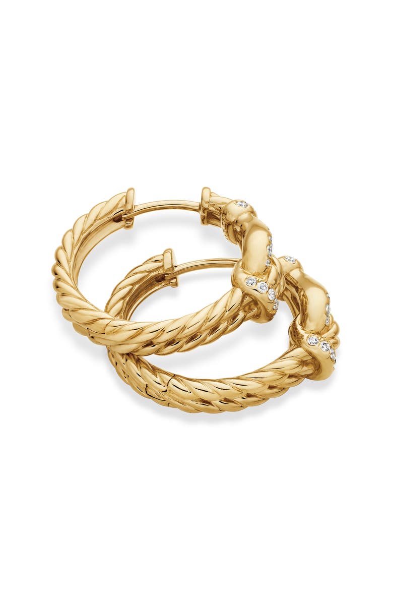 David Yurman Thoroughbred Loop Hoop Earrings with Pavé Diamonds, Alternate, color, 18K Yellow Gold