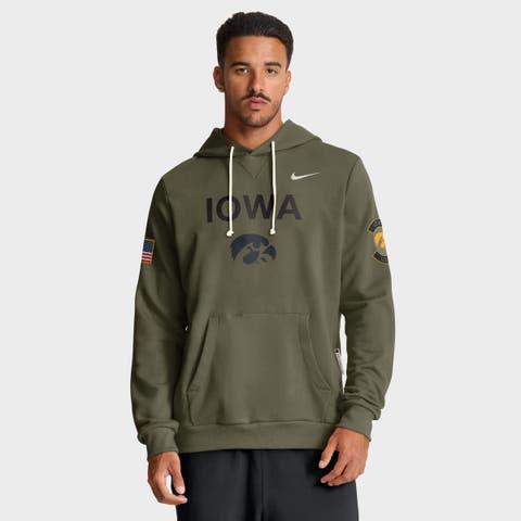 Men's Nike Olive Iowa Hawkeyes 2025 Military Appreciation Performance Pullover Hoodie
