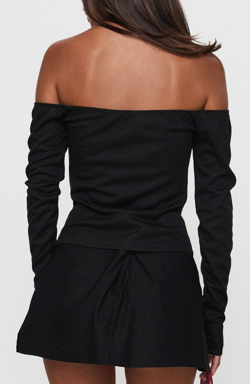 Princess Polly Wish You The Best Off The Shoulder Rib Top In Black