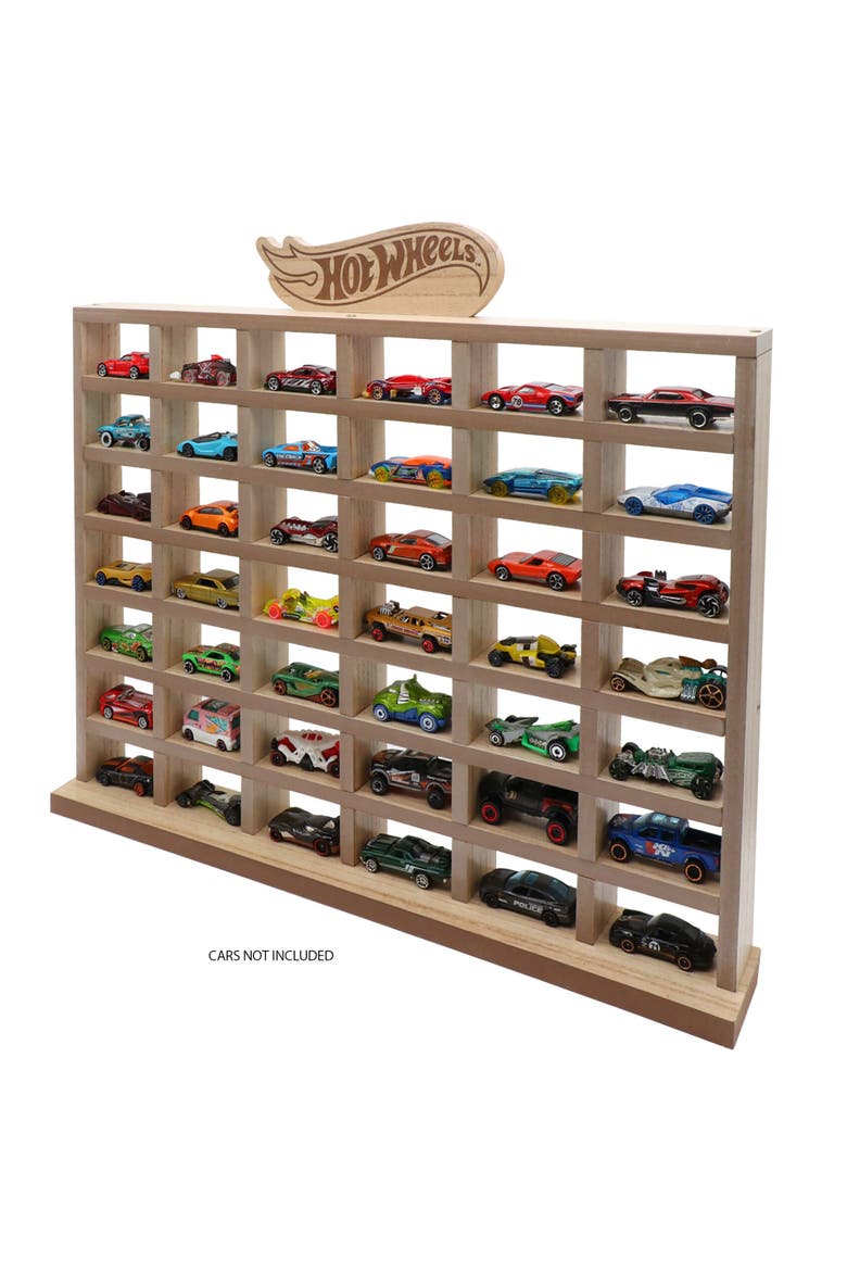 Wood Display Case For 42 Die-cast Toy Cars, Alternate, color, Brown