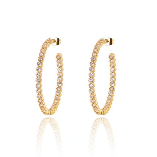 Hollywood Sensation Cubic Zirconia Hoop Earrings In Gold