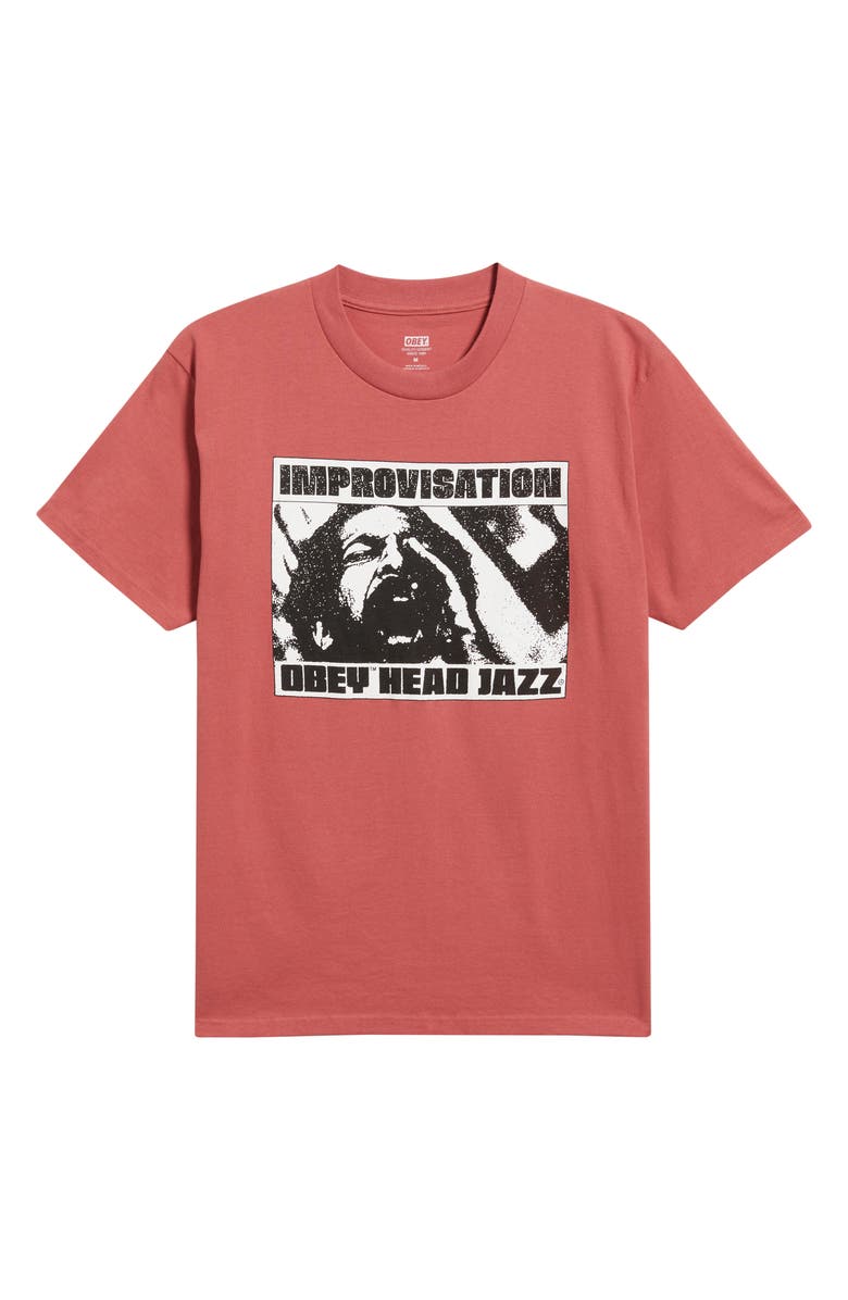 Obey Improvisation Cotton Graphic T-Shirt, Alternate, color, Mineral Red
