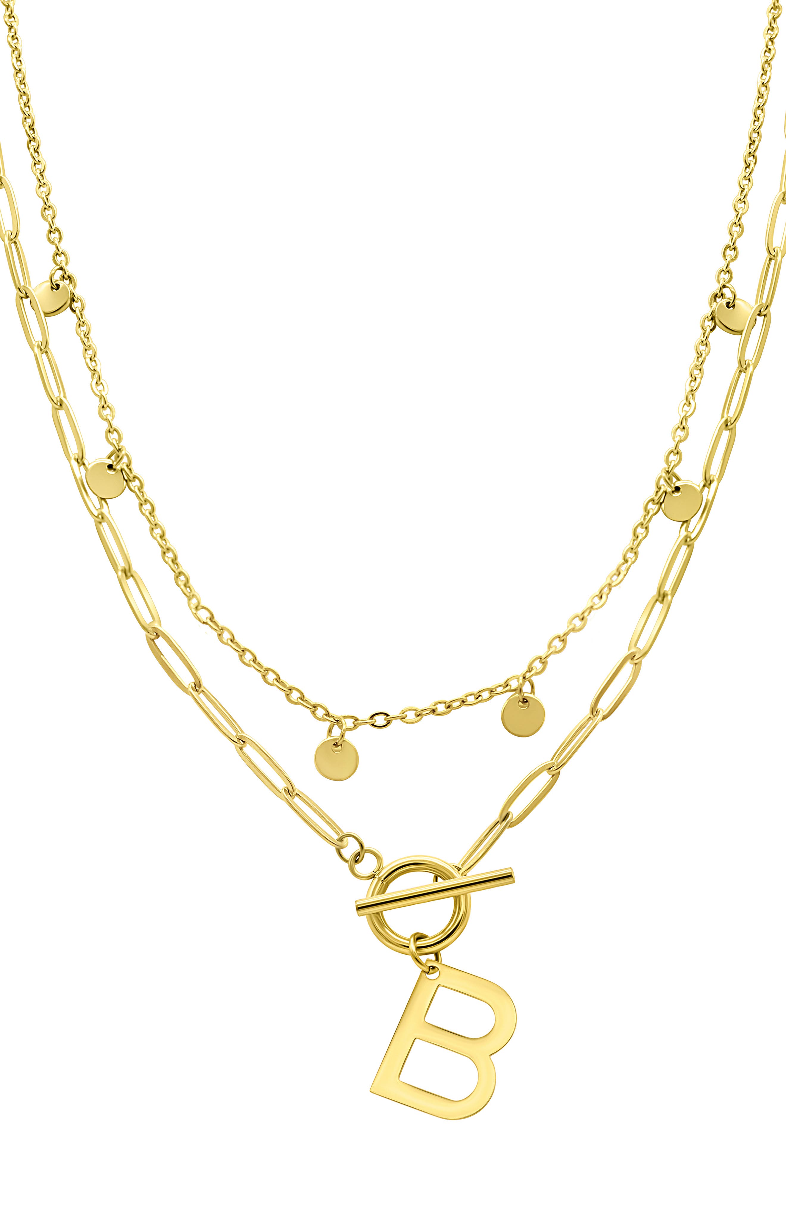 Adornia Initial Pendant Layered Chain Necklace