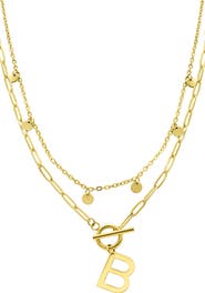 Adornia Initial Pendant Layered Chain Necklace