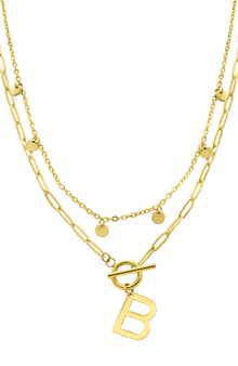 Adornia Initial Pendant Layered Chain Necklace