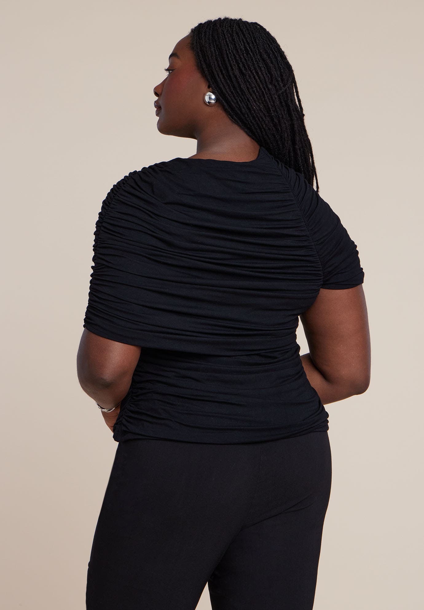 Sleeve Overlay Draped Top - image 2
