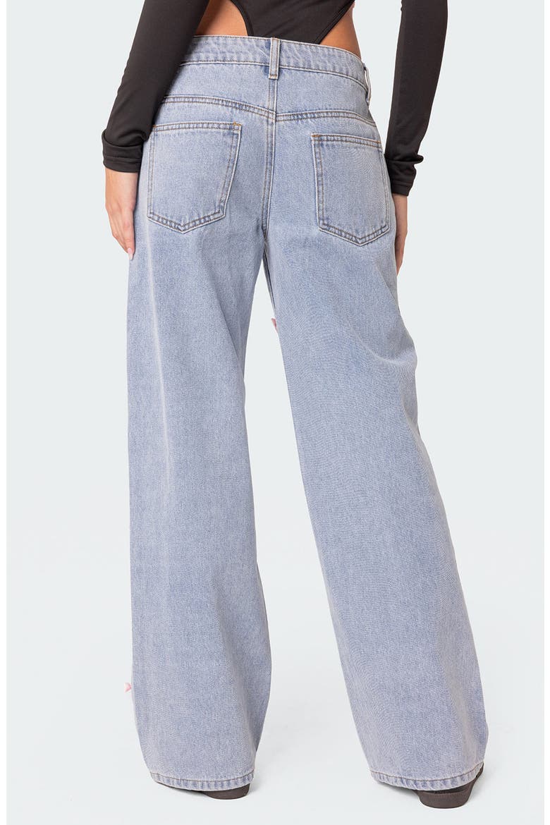 Lucille Satin Bow Wide Leg Jeans, Alternate, color, LIGHT-BLUE