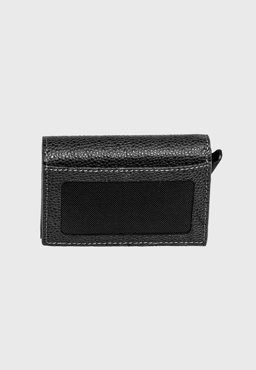 Furniq Uk Genuine Leather Caviar Pattern Trifold Card Holder In Black