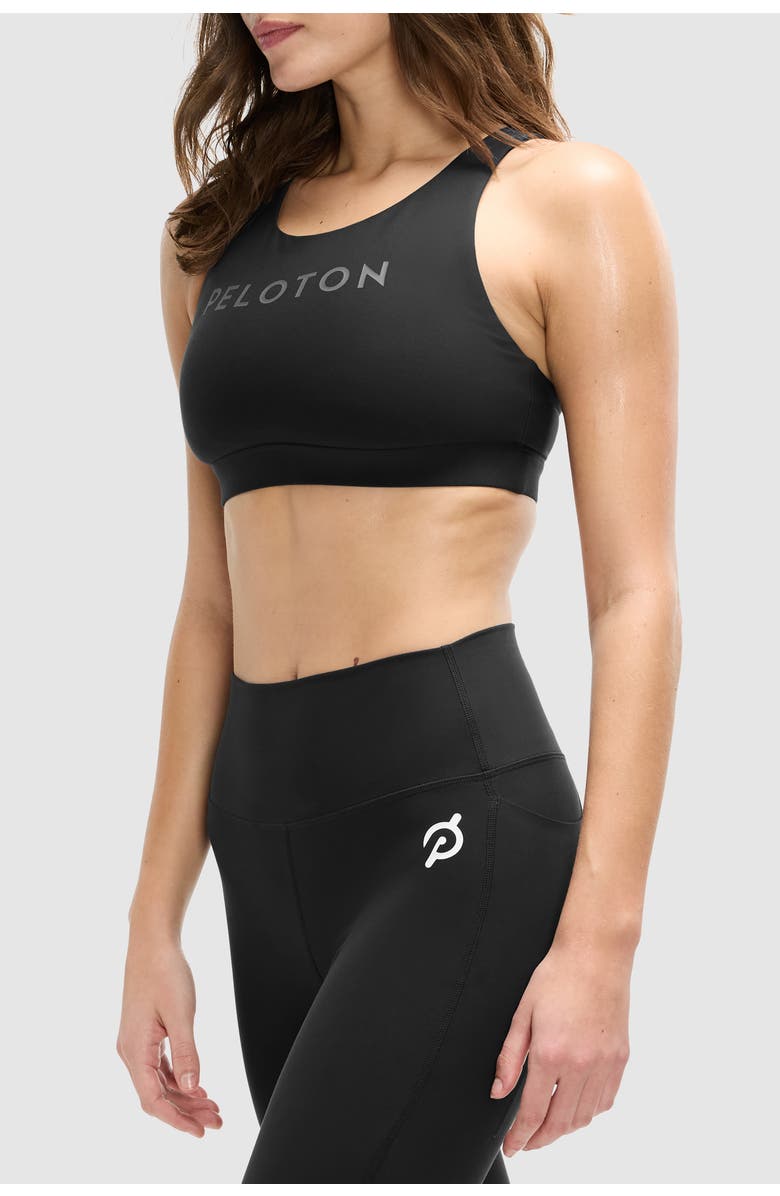 Peloton Cadent Mid Neck V Strap Bra, Alternate, color, Jet Black