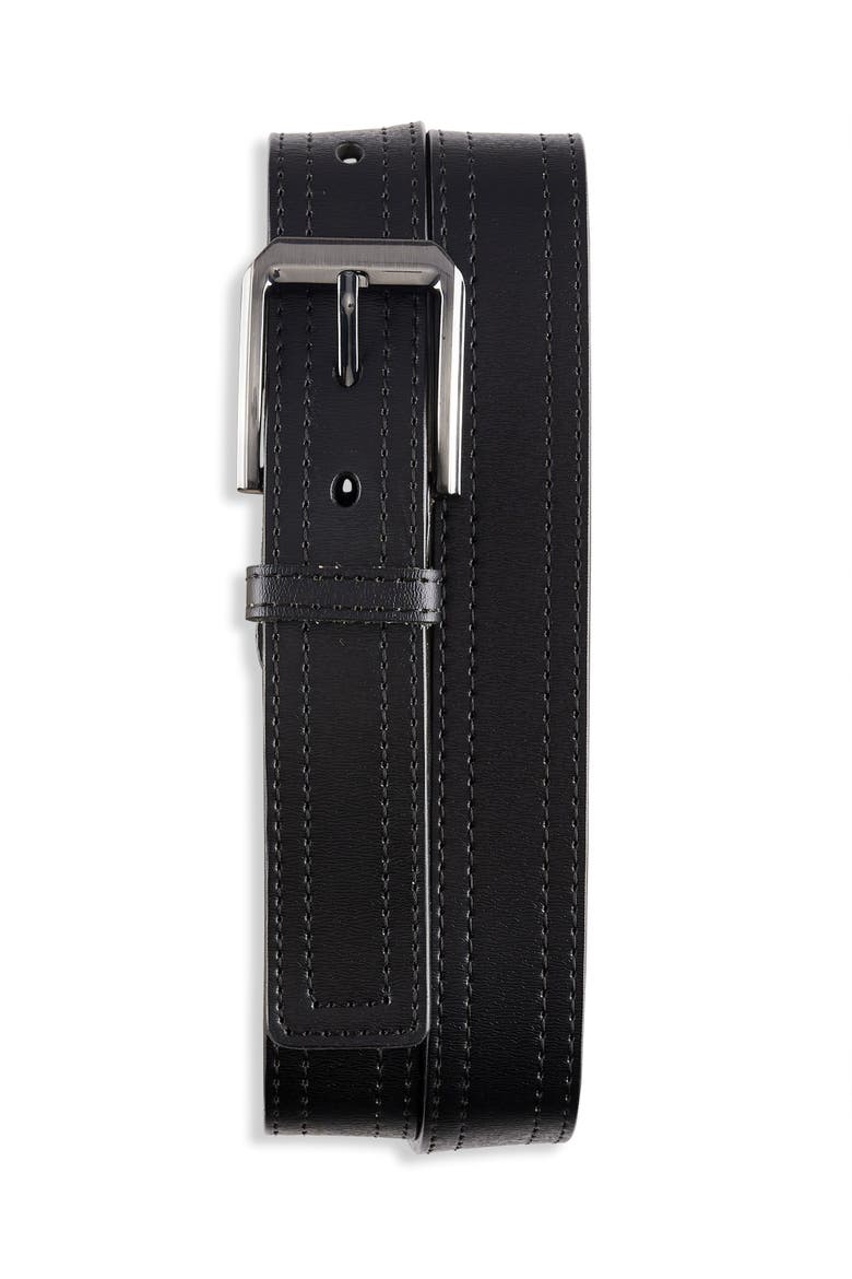 Big & Tall Tonal Stitched Belt, Main, color, BLACK