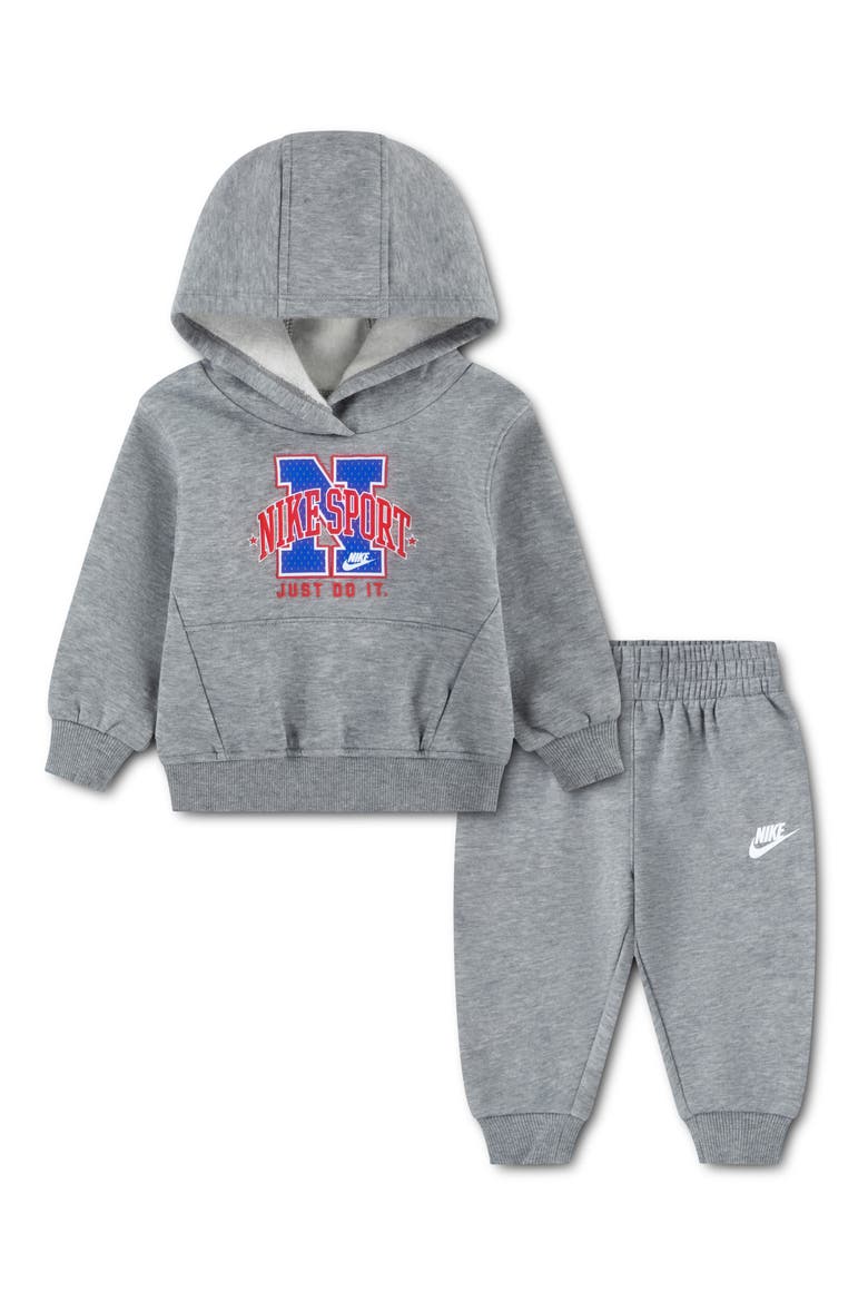 Fleece Hoodie & Sweatpants Set, Main, color, DARK GREY HEATHER