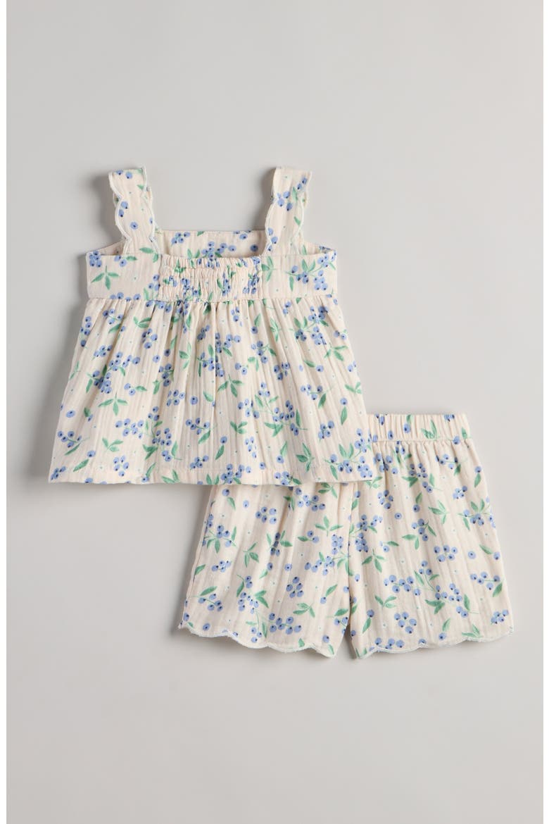 Cotton Mixed Print Top & Shorts Set, Alternate, color, PINK HEAVEN BLUEBERRY FLORAL