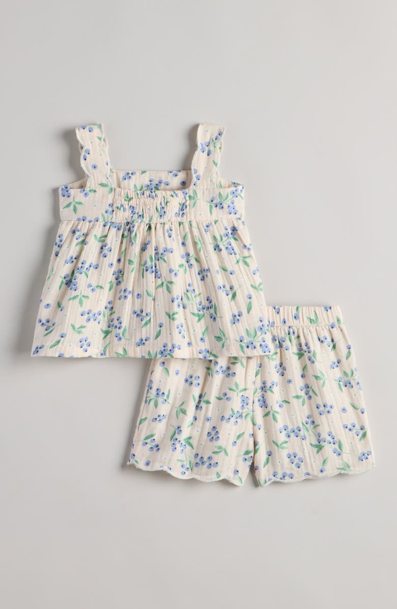 Nordstrom Cotton Mixed Print Top & Shorts Set, Alternate, color, Pink Heaven Blueberry Floral