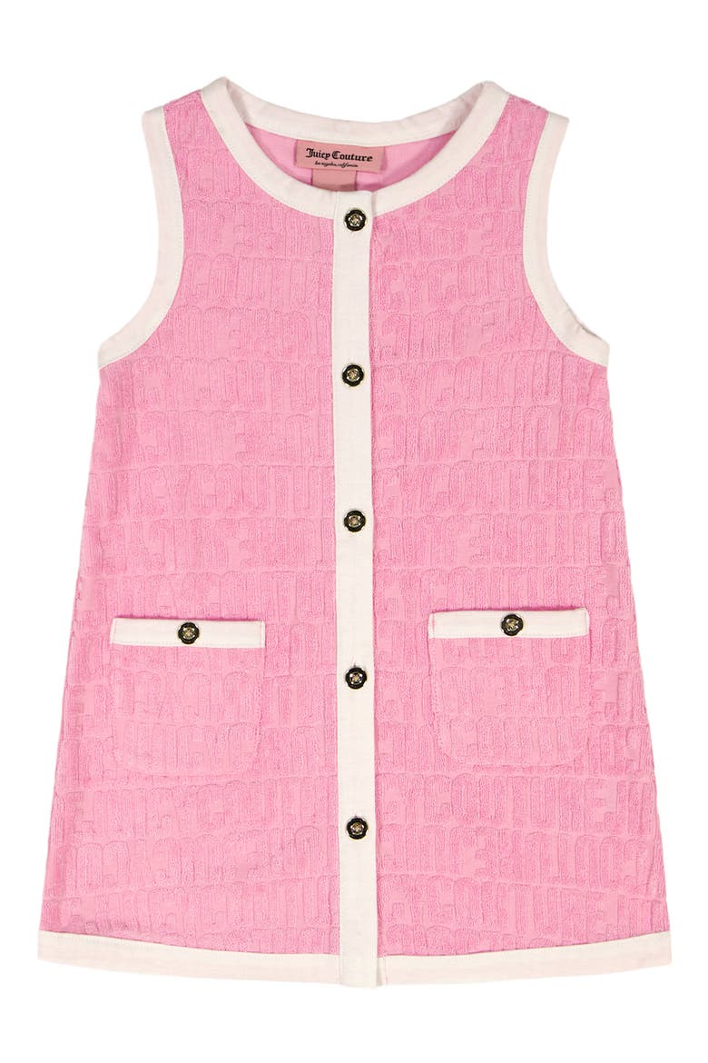 Kids' Sleeveless Button Front Terry Dress, Main, color, PINK MULTI