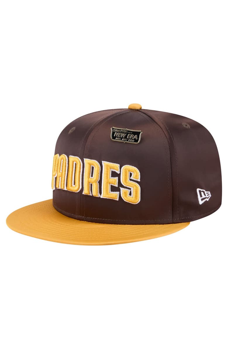 New Era Men's New Era Brown/Gold San Diego Padres Satin 59FIFTY Fitted Hat, Alternate, color, Brown