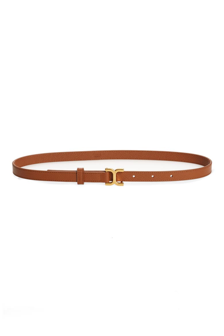 Marcie Logo Buckle Leather Belt, Main, color, TAN 25M