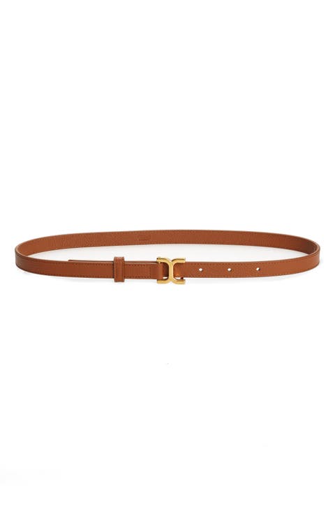 Marcie Logo Buckle Leather Belt