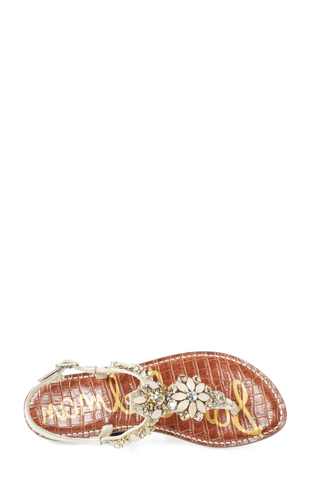 'Garen' Embellished Leather Sandal, Alternate, color, GOLD